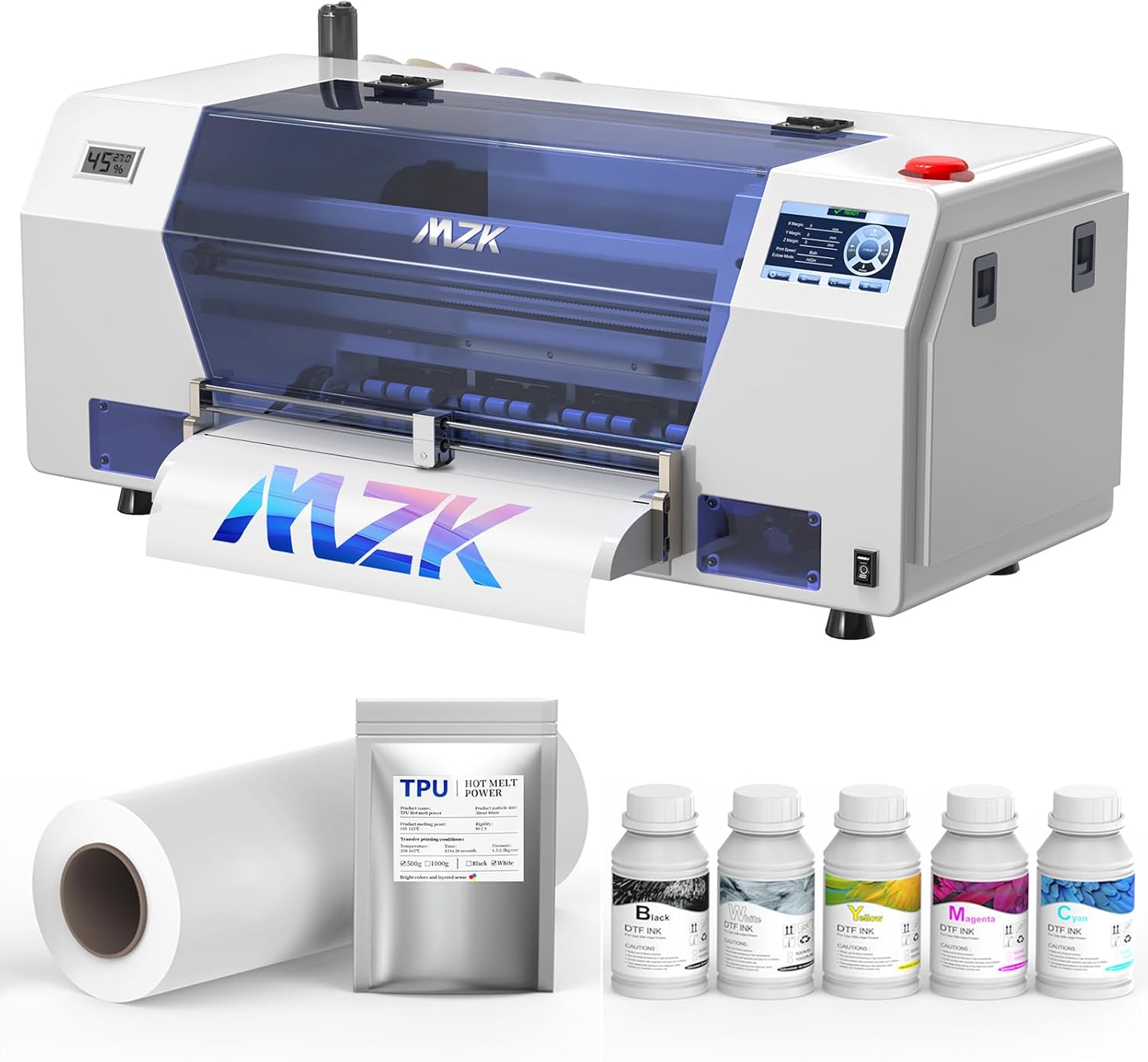MZK A3+ DTF Printer with XP600 printhead and 5-inch touch screen